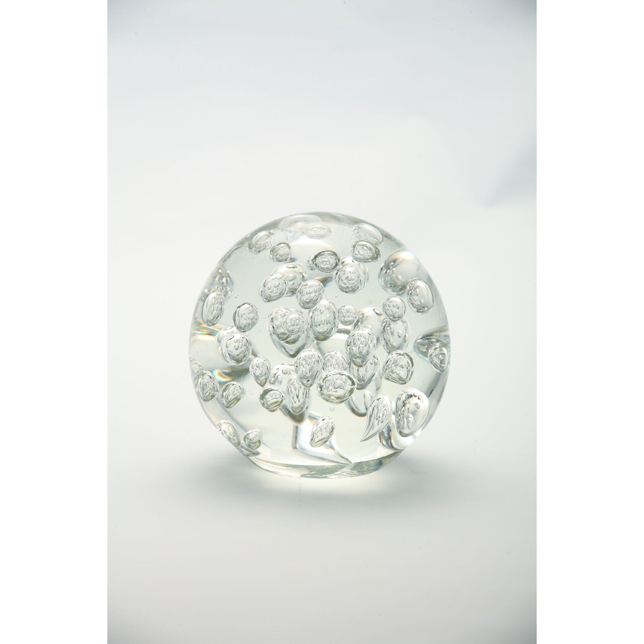 CC Home Furnishings 4.5" Clear Round Bubbled Hand Blown Glass Paperweight